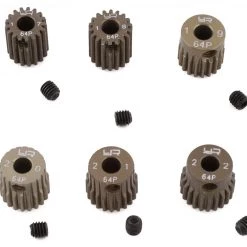 Yeah Racing Hard Coated 64P Aluminum Pinion Gear Set (17, 18, 19, 20, 21, 22T) (3.17mm Bore)