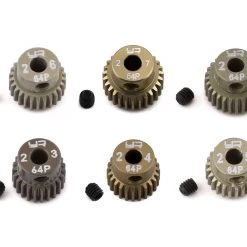 Yeah Racing Hard Coated 64P Aluminum Pinion Gear Set (23, 24 25, 26, 27, 28T) (3.17mm Bore)