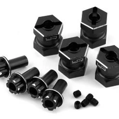 Yeah Racing 12mm Aluminum Hex Adaptors (Black) (4) (15mm Offset)
