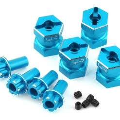Yeah Racing 12mm Aluminum Hex Adaptors (Blue) (4) (15mm Offset)