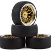 Yeah Racing Spec D Pre-Mounted Drift Tires w/LS Mesh Wheels (Chrome/Gold) (4) w/12mm Hex & 6mm Offset -Cheap Yeah Racing Store yea wl 0099