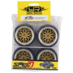 Yeah Racing Spec D Pre-Mounted Drift Tires w/LS Mesh Wheels (Chrome/Gold) (4) w/12mm Hex & 6mm Offset -Cheap Yeah Racing Store yea wl 0099 3