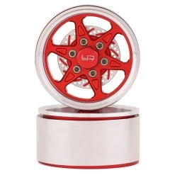 Cheap Yeah Racing Store 7 Yeah Racing 1.9" Aluminum BXC 6 Spoke Beadlock Wheels w/Faux Rotors (Red) (2) w/12mm Hex