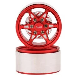 Cheap Yeah Racing Store 11 Yeah Racing 1.9" Aluminum BXN 6 Spoke Beadlock Wheels w/Faux Rotors (Red) (2) w/12mm Hex