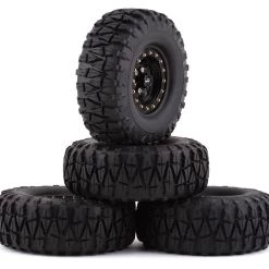 Yeah Racing Soft 1.9" Off-Road Pre-Mounted Tires w/Aluminum Beadlock Wheels (Black) (4) w/12mm Hex