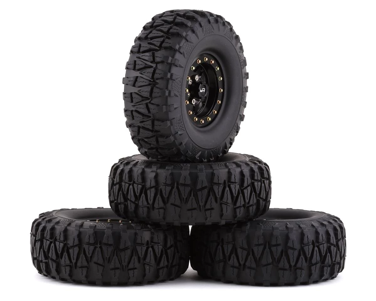 Yeah Racing Soft 1.9" Off-Road Pre-Mounted Tires w/Aluminum Beadlock Wheels (Black) (4) w/12mm Hex 2 Yeah Racing Soft 1.9" Off-Road Pre-Mounted Tires w/Aluminum Beadlock Wheels (Black) (4) w/12mm Hex