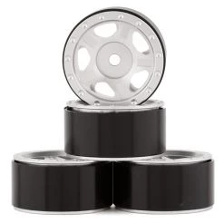 Yeah Racing SCX24 1.0" Aluminum 5 Spoke Slotted Beadlock Wheels (Silver) (4)