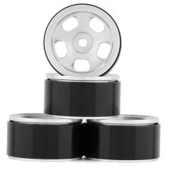 Yeah Racing SCX24 1.0" Aluminum 5 Spoke Beadlock Wheels (Silver) (4)