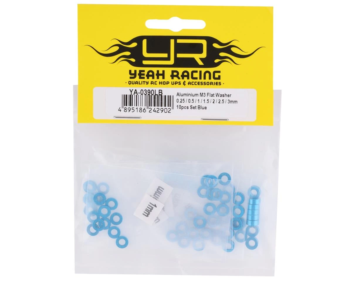 Yeah Racing 3x0.25/0.5/1.5/2/2.5/3mm Flat Washer Set (Blue) (70) 4 Yeah Racing 3x0.25/0.5/1.5/2/2.5/3mm Flat Washer Set (Blue) (70) - Image 2