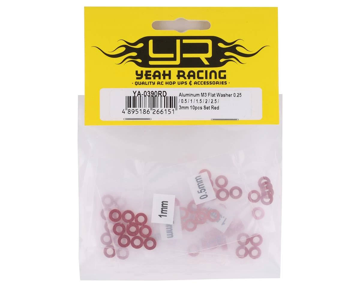Yeah Racing 3x0.25/0.5/1.5/2/2.5/3mm Flat Washer Set (Red) (70) 4 Yeah Racing 3x0.25/0.5/1.5/2/2.5/3mm Flat Washer Set (Red) (70) - Image 2